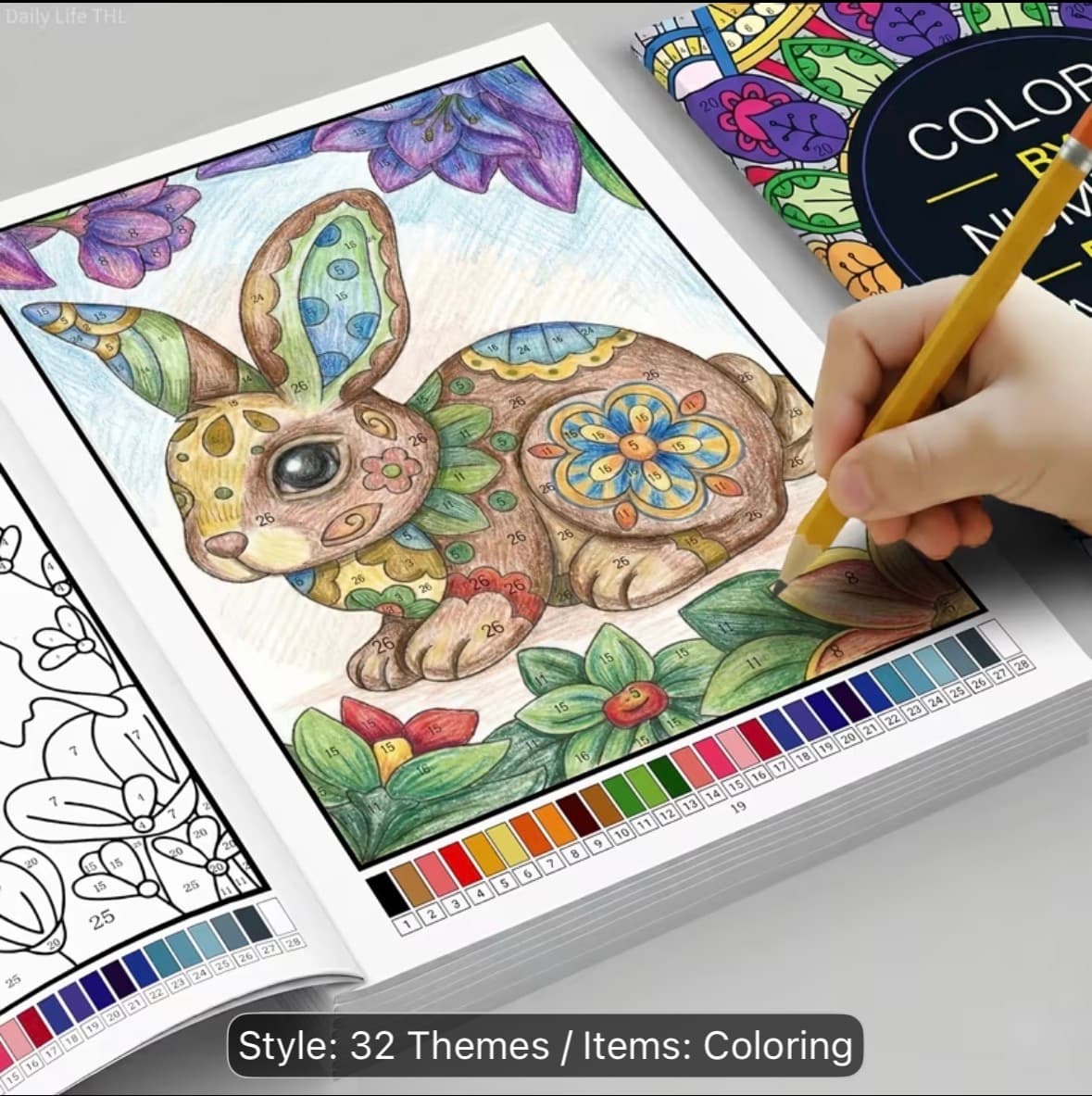 Color by number adult coloring book for relaxation